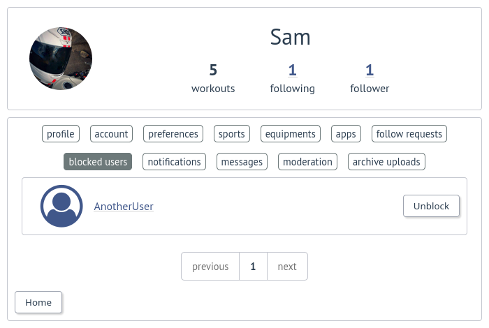 Blocked users on FitTrackee
