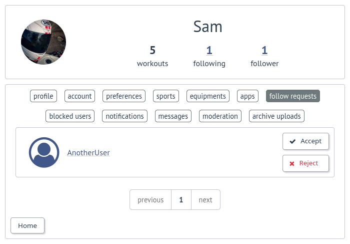 Follow requests on FitTrackee