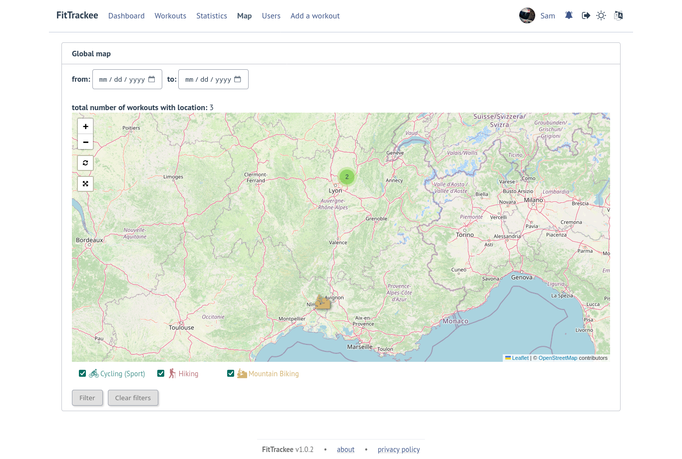 FitTrackee Global Map