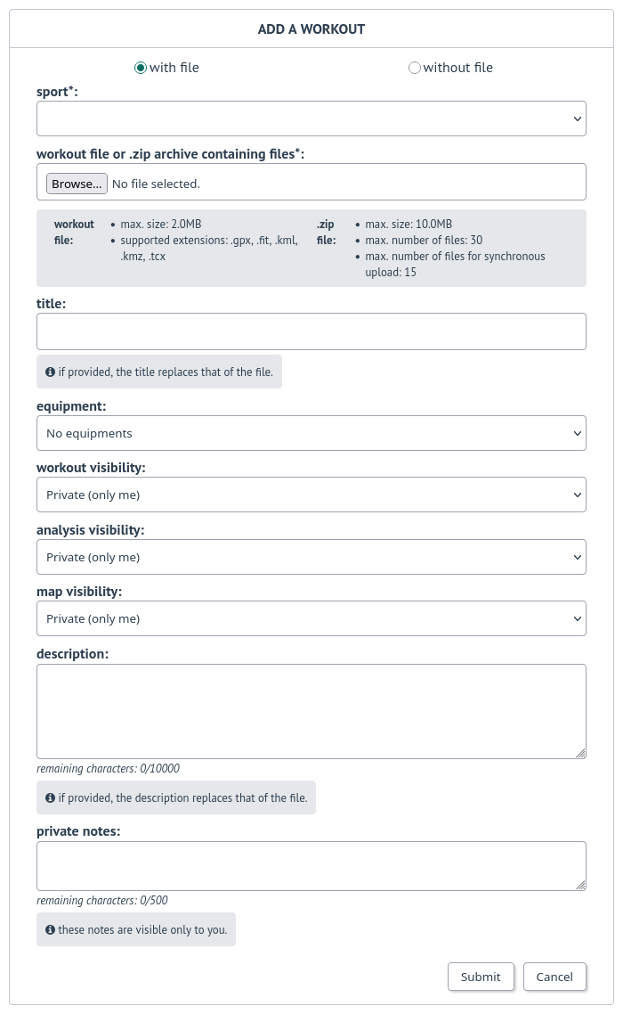 Form for file upload