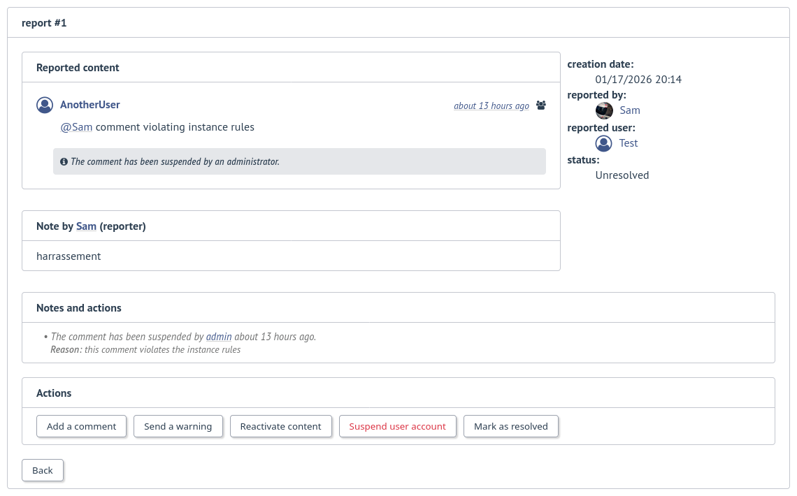 Signalement sur FitTrackee